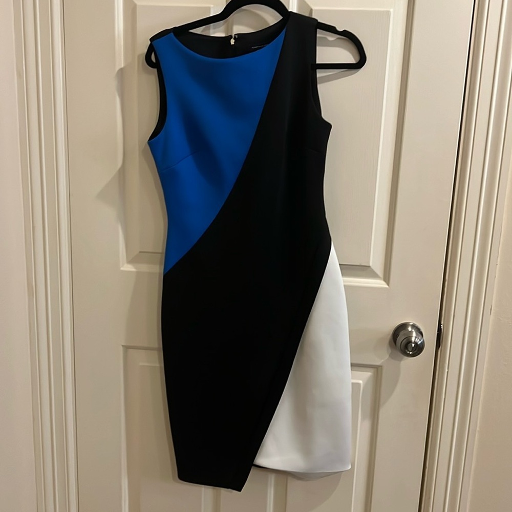 EUC Tommy Hillfiger Blue, Black, White Professional Dress knee length never worn